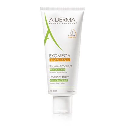 A-Derma Exomega Control Bálsamo Emoliente 200ml, o bálsamo emoliente EXOMEGA CONTROL acalma todas as peles secas de tendência atópica desde o nascimento.