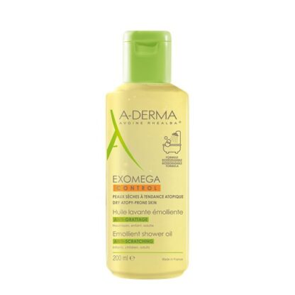 A-Derma Exomega Control Óleo Duche Emoliente 200ml limpa, alivia a irritação e acalma as peles secas e de tendência atópica. A sua fórmula foi desenvolvida com Extrato de Plântulas de Aveia Rhealba (R) e Filaxerina (R) para ajudar a reconstruir a barreira cutânea e acalmar.