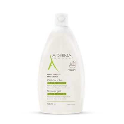 A-Derma Gel Duche Hidro-Protetor 500ml, o gel duche hidra-protetor A-DERMA é o produto ideal para a higiene diária, que limpa com suavidade, hidrata e protege a pele frágil de toda a família (> 2 anos).