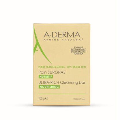 A-Derma Pain Gordo 100gr, limpa com suavidade, nutre e protege as peles secas. Textura cremosa, com espuma.