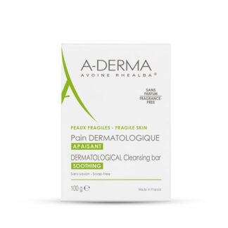 A-Derma Sabonete Leite de Aveia 100gr, pain dermatológico suavizante limpa com suavidade e acalma as peles frágeis. Um “sabonete sem sabão” que respeita o filme hidrolipídico e o pH cutâneo.