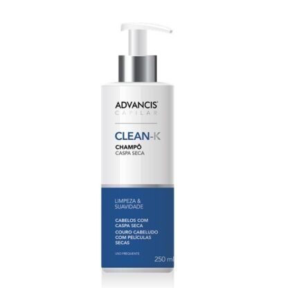 Advancis Capilar Champô Clean K 250ml foi especialmente desenvolvido para cabelos com caspa seca e couro cabeludo com tendência para formação de pequenas películas secas
