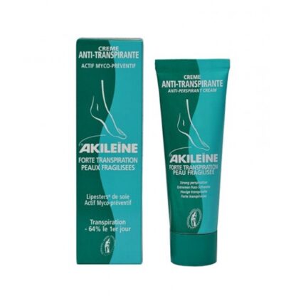 Akileine Creme Anti-transpirante 50ml, o Creme Anti-Transpirante Akileïne® combate a transpiração excessiva regulando o fluxo do pé, sem o interromper na totalidade e respeitando o seu equilíbrio fisiológico, desde a primeira aplicação.