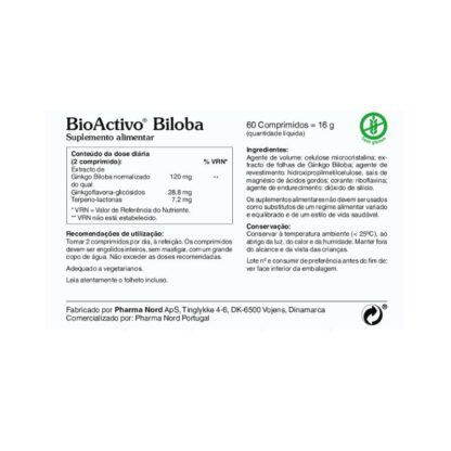BioActivo Ginkgo Biloba 60 Comprimidos - Image 3