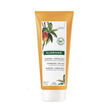 Klorane Manga Condicionador Nutritivo 200ml, condicionador natural de alta tolerância, desembaraça e nutre o cabelo seco sem o deixar pesado para conferir proteção.