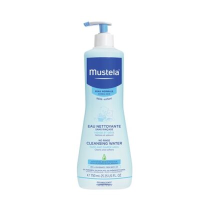 Mustela Água de Limpeza Sem Enxaguamento 750ml, certamente concebido para bebés e crianças. Com a finalidade de proporcionar uma toilette que alia prazer e suavidade, desde o nascimento.