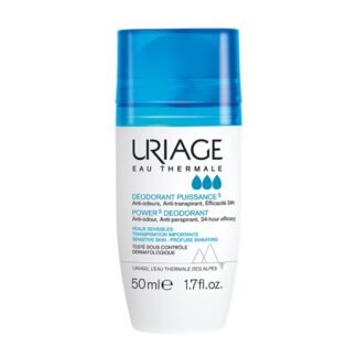 Uriage Desodorizante Roll-On Forte 50ml, atua na transpiração durante 24 horas. Anti-manchas brancas, anti-manchas amarelas, anti-efeito de endurecimento na roupa.