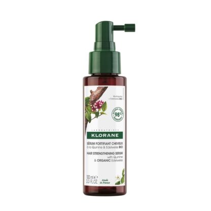 Klorane Quinina Sérum Antiqueda 100ml, um concentrado da natureza que fortifica o cabelo, trava a queda e favorece o crescimento.