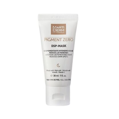 Martiderm Pigment Zero Dsp Máscara Despigmentante 30ml, é certamente uma máscara caulínica e despigmentante intensiva de uso noturno. Em suma, é o tratamento mais intensivo da gama.