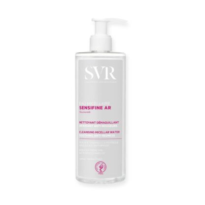 SVR Sensifine Ar Água Micelar 400 ml, com a finalidade de cuidado de higiene desmaquilhante suavizante antivermelhidão.