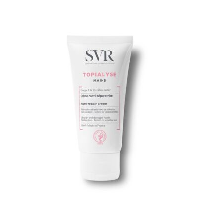 SVR Topialise Creme Hidratante Mãos 50 ml, com a finalidade de hidratar e regenerar as mãos secas e danificadas. Cuidado garantido certamente graças à sua fórmula ultraconcentrada em fase oleosa e manteiga de karité.