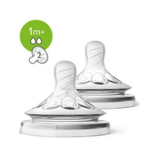 Philips Avent Tetina Classic Fluxo 2 1m - 2 Tetinas, a tetina ultramacia com design flexível em espiral assemelha-se ao peito. As pétalas de conforto e a forma natural da tetina permitem um agarrar natural