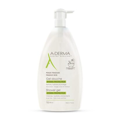 A-Derma Gel Duche Hidro-Protetor 750ml, o gel duche hidra-protetor A-DERMA é o produto ideal para a higiene diária, que limpa com suavidade, hidrata e protege a pele frágil de toda a família (> 2 anos)