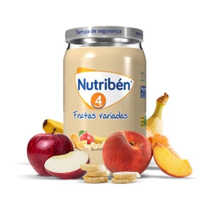 Nutribén Boião Frutas Variadas 235gr, uma deliciosa combinação de várias frutas, que vai agradar ao paladar do seu bebé. Enriquecido com vitamina C.