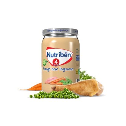 Nutribén 1º Boião Frango com Legumes, refeição saborosa de frango com legumes. Ideal para iniciar o bebé no sabor da carne.