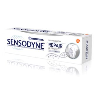 Sensodyne Repair & Protect Branqueadora Pasta Dentífrica 75ml, com o seu ingrediente ativo NOVAMIN, constrói uma camada protetora