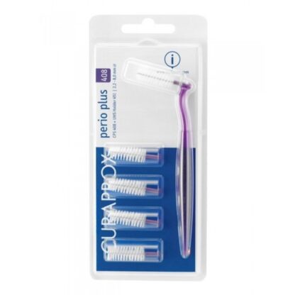 Curaprox Perio Plus CPS 408 5Un + Cabo e escovilhões para uso diário e limpeza cuidada e efectiva dos espaços interdentários, para uma limpeza completa da cavidade oral.