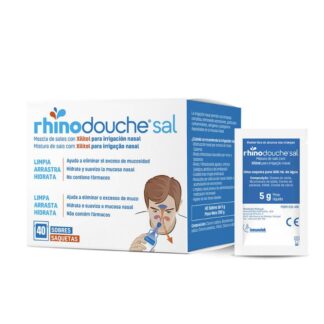 RhinoDouche Sal Adulto 40 Saquetas, é composto por uma mistura de sais e Xilitol. A sua composição foi especialmente formulada para irrigação nasal de alto volume com Rhinodouche®.