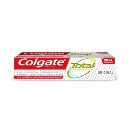 Colgate total Original 75ml, para uma boca saudável, não basta cuidar apenas dos dentes. É por isso que o novo dentífrico Colgate Total® Original combate ativamente, durante 12 horas*,