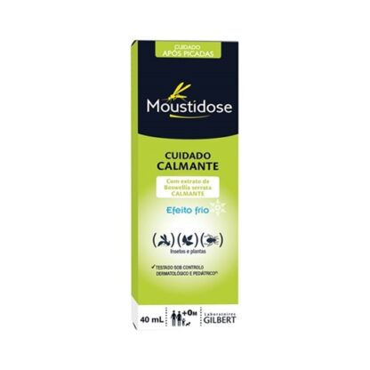 Moustidose Cuidado Calmante 40ml, possui uma fórmula única que combina o extrato de Boswellia serrata, conhecida pelas suas propriedades no alívio do prurido, das irritações e da vermelhidão, e a Glicerina, conhecida pelas suas propriedade hidratantes.