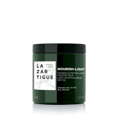 Lazartigue Máscara Nourish Light 250ml, máscara nutrição ligeira com óleo de soja. Rica em óleo de soja, nutre o cabelo seco e fino sem tornar pesado, esta máscara vegan dá flexibilidade e leveza ao cabelo