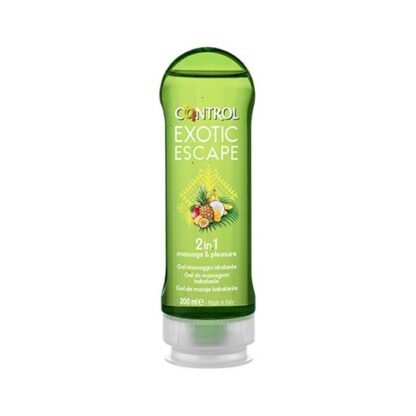 Control 2 in 1 Exotic Escape Gel de Massagem 200 ml, a magia de uma noite envolve momentos de prazer graças ao Exotic Escape, o novo gel de massagem 2 em 1 com um aroma exótico como os frutos da América do Sul.
