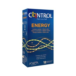 Control Energy 12 Preservativos, há muitas maneiras de acender o prazer e Energy é o aliado perfeito para o fazer, graças à sua estimulação dupla e intensa: pontos e estrias no lado externo oferecem sensações intensas e uma lubrificação especial proporciona um efeito de calor envolvente durante as relações sexuais.