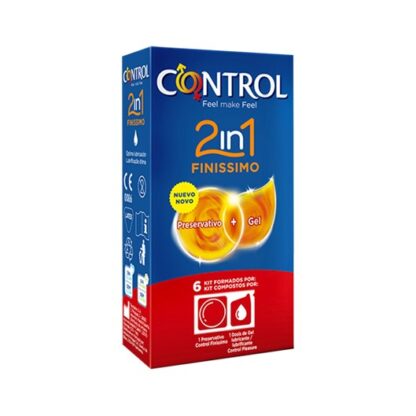 Control Finíssimo 2in1 Preservativos + Gel 6 preservativos + 6 doses de lubrificante pensado para quem procura emoções intensas nos momentos de prazer, 2in1 Finissimo é único pois, no momento da relação, o prático kit oferece a sensibilidade de um preservativo Finissimo e a ação lubrificante do gel Nature.