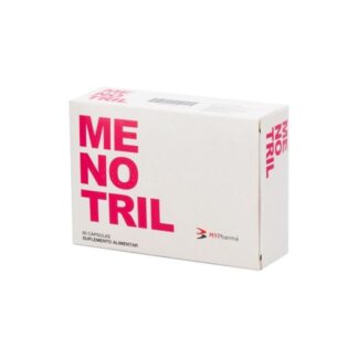 Menotril 60 cápsulas suplemento alimentar contendo extratos de plantas e isoflavonas de soja, indicado para mulheres.