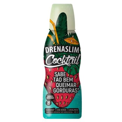 DrenaSlim Cocktail Queima Gorduras 450ml drenante é um suplemento alimentar que ajuda a queimar gorduras com agradável sabor a morango.