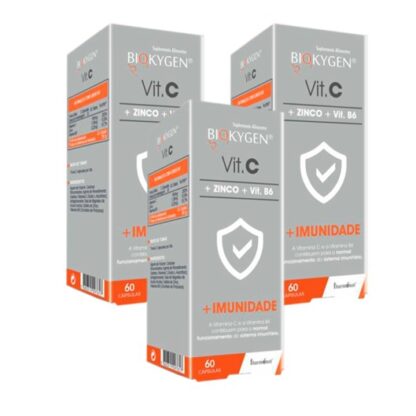 Biokygen Vitamina C + Zinco + Vitamina B6 3x60 Cápsulas ajuda certamente a aumentar as resistências e a reforçar as defesas do organismo face a constipações e outras afeções próprias do inverno. Bem como todas as situações de fraqueza ao longo do ano.