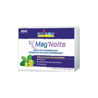 Boiron Mg´Noite 30 Cápsulas, uma formula inovadora que combina 3 ingredientes, magnésio, melissa e polifenóis.