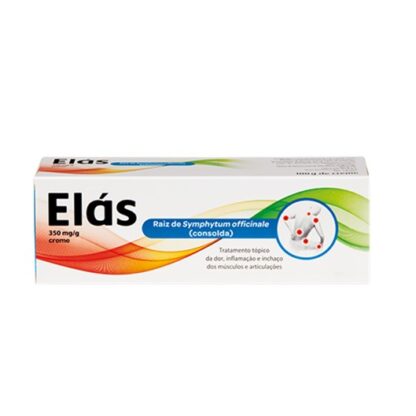 Elás 350mg/g Creme 100g, medicamento indicado no tratamento da dor, inflamação e inchaço dos músculos e articulações.