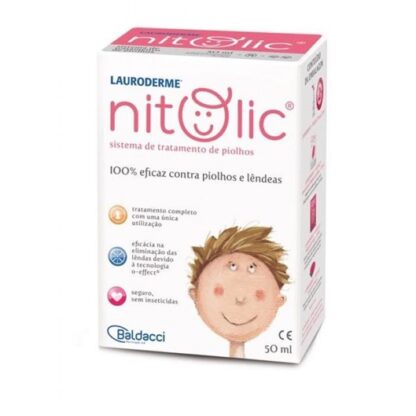 Lauroderme Nitolic Spray 50mL, sistema de tratamento 100% eficaz contra piolhos e lêndeas.