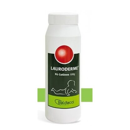 Lauroderme Pó Cutâneo 100gr, medicamento indicado na desinfeção e higiene da pele e mucosas, feridas superficiais e dermatite da fralda (assaduras).