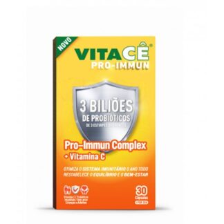 Vitacê Pro-Immun Complex 30 Cápsulas, otimiza o sistema imunitário o ano todo restabelece o equilíbrio e o bem-estar.