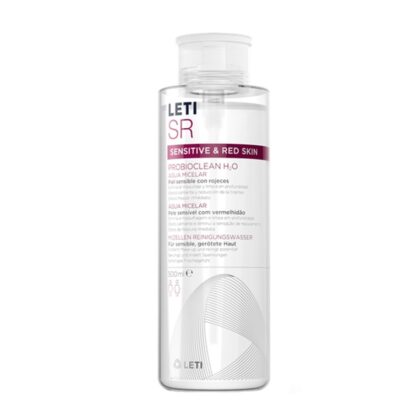 LetiSR ProbioClean H2O Água Micelar 500ml, limpa e desmaquilha em profundidade rosto e olhos, graças à ProbioClean Technology que contém Lactobacillus Ferment, um fermento de probiótico com propriedades hidratantes.