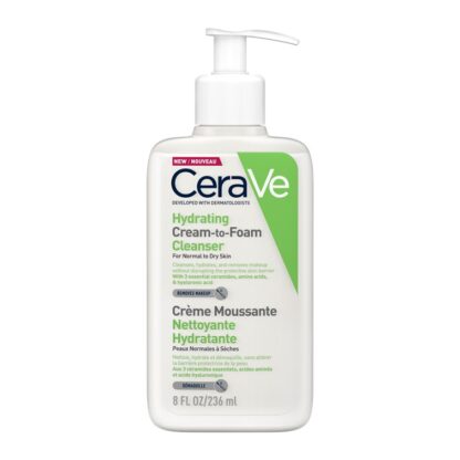CeraVe Creme Espuma Hidratante de Limpeza 236ML creme com espuma de limpeza de rosto e corpo para pele normal a seca.