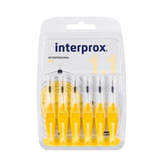 Interprox Mini 1.1 mm 6 unidades,  gama Interprox foi desenvolvida para utilização diária na remoção da placa dentária (biofilme oral