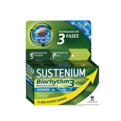 Encontre o seu ritmo natural com Sustenium Biorhythm Homem, um multivitamínico com uma fórmula completa de vitaminas, minerais e antioxidantes