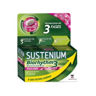 Encontre o seu ritmo natural com Sustenium Biorhythm Mulher, o multivitamínico com uma fórmula completa com vitaminas, minerais e antioxidantes. Para obter o ritmo certo nos desafios diários!