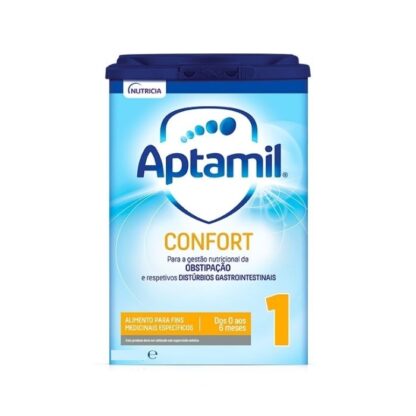 Aptamil® Confort 1 é um alimento para fins medicinais específicos indicado para a gestão nutricional de distúrbios gastrointestinais, como a obstipação e cólicas, em lactentes desde o nascimento até aos 6 meses de vida