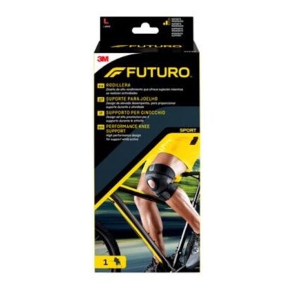 FUTURO Sport Suporte Joelho Tam.~l, enquanto trabalha com o nosso Suporte de Desempenho para o Joelho FUTURO