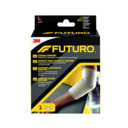 FUTURO Suporte Cotovelo Comfort Tam.L, o suporte de Conforto para Cotovelo FUTURO™ é a melhor solução de suporte moderado. Este estabilizador de cotovelo em malha elástica tem perfil discreto,