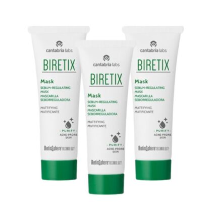 Biretix Mask Máscara Seboreguladora 25ml, máscara purificante de uso semanal como complemento de cuidado para a pele com tendência acneica,