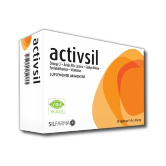 ACTIVSIL é um suplemento alimentar que contém Ómega 3 (DHA + EPA), extrato de Ginkgo Biloba, Fosfatidilserina, Ácido α-Lipóico e Vitaminas que contribui para um aporte destes nutrientes ao organismo, em especial ao cérebro, ajudando a função cerebral e reduzindo o cansaço e fadiga.