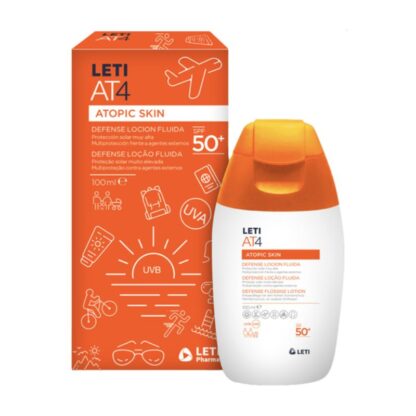 LETIAT4 Defense Loção Fluida SPF50+ barreira multiprotectora para o cuidado diário da pele atópica.