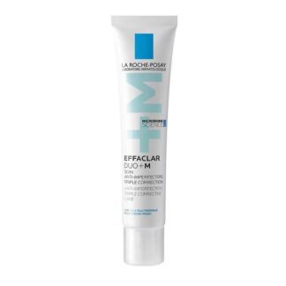 La Roche Posay Effaclar Duo +M, cuidado Corretivo Triplo Anti-imperfeições para Pele Oleosa e com Tendência para Acne, desenvolvido pela ciência do microbioma.
