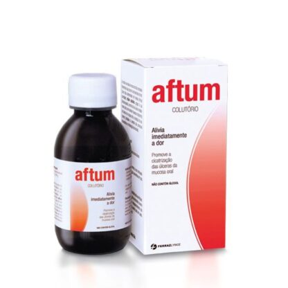 O Aftum Colutório é uma solução oral inovadora, apresentada em um frasco de 150ml,