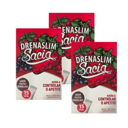 Drenaslim Sacia Frutos Vermelhos - 15 Sticks - Suplemento Alimentar Diurético